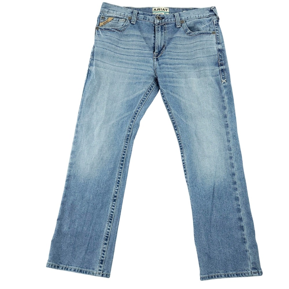 Ariat M7 Slim Straight Jeans Mens 36x30 Blue Light Wash Stretch Denim Pants